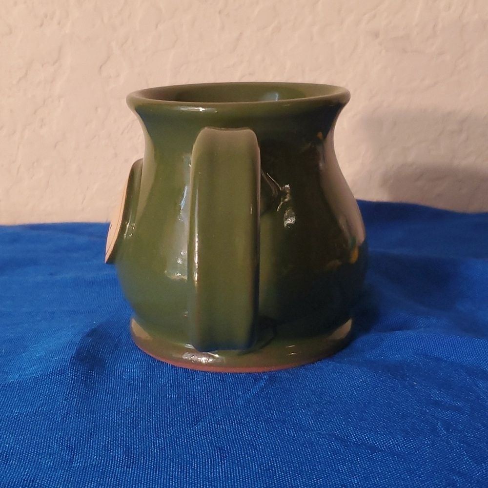 Oz Winery handmade clay pottery coffee mug tea cup unisex green collectible - Picture 2 of 7
